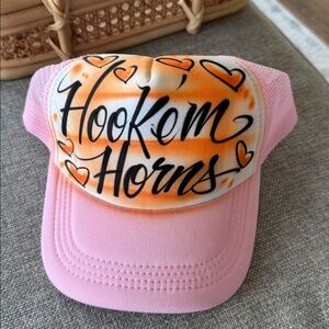 Pink and Orange Hook 'em Horns Cap